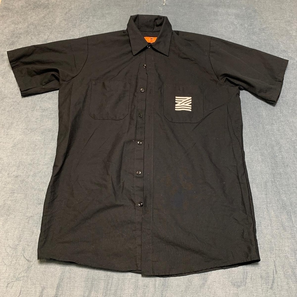 Red Kap Industrial Work Shirt Mens Medium Black Zume Wrinkle Resistant Button Up
